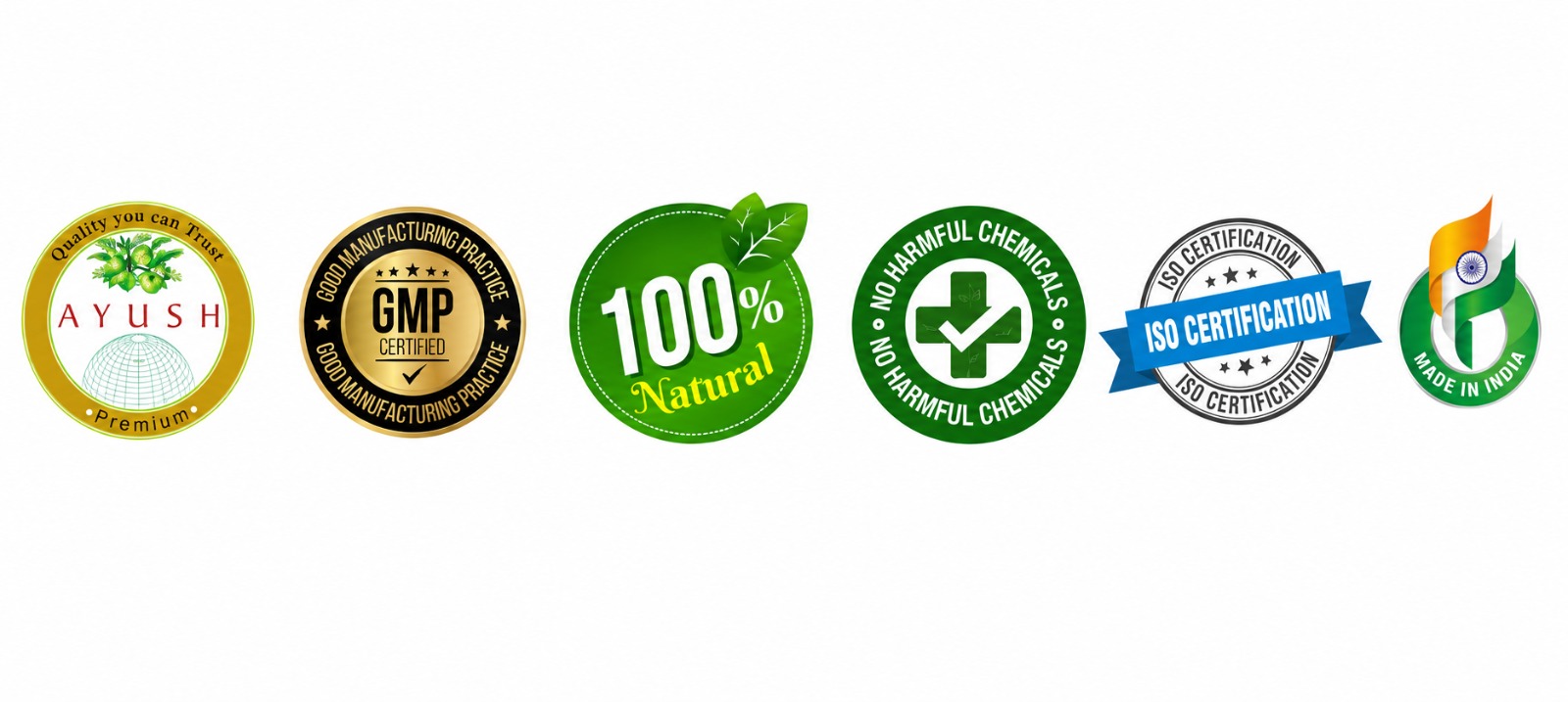 AYUSH GMP 100% Natural No Harmful Chemicals ISO Certification Made in India